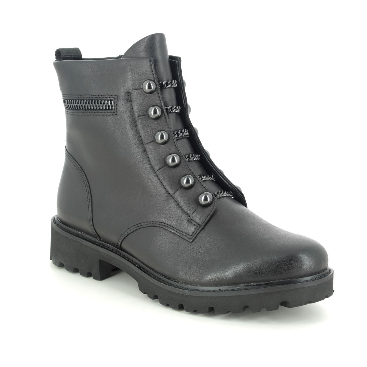 Remonte D8670-01 Docland Black leather Womens Biker Boots in a Plain Leather in Size 40