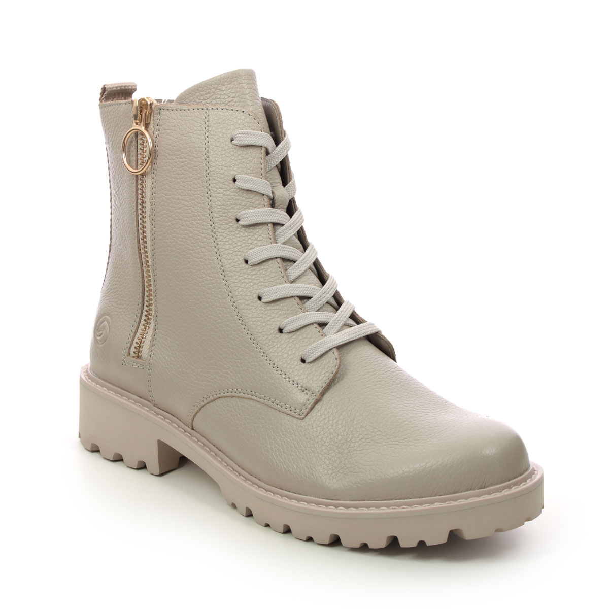 Remonte D8671-60 Doclander Beige leather Womens Biker Boots in a Plain Leather in Size 40