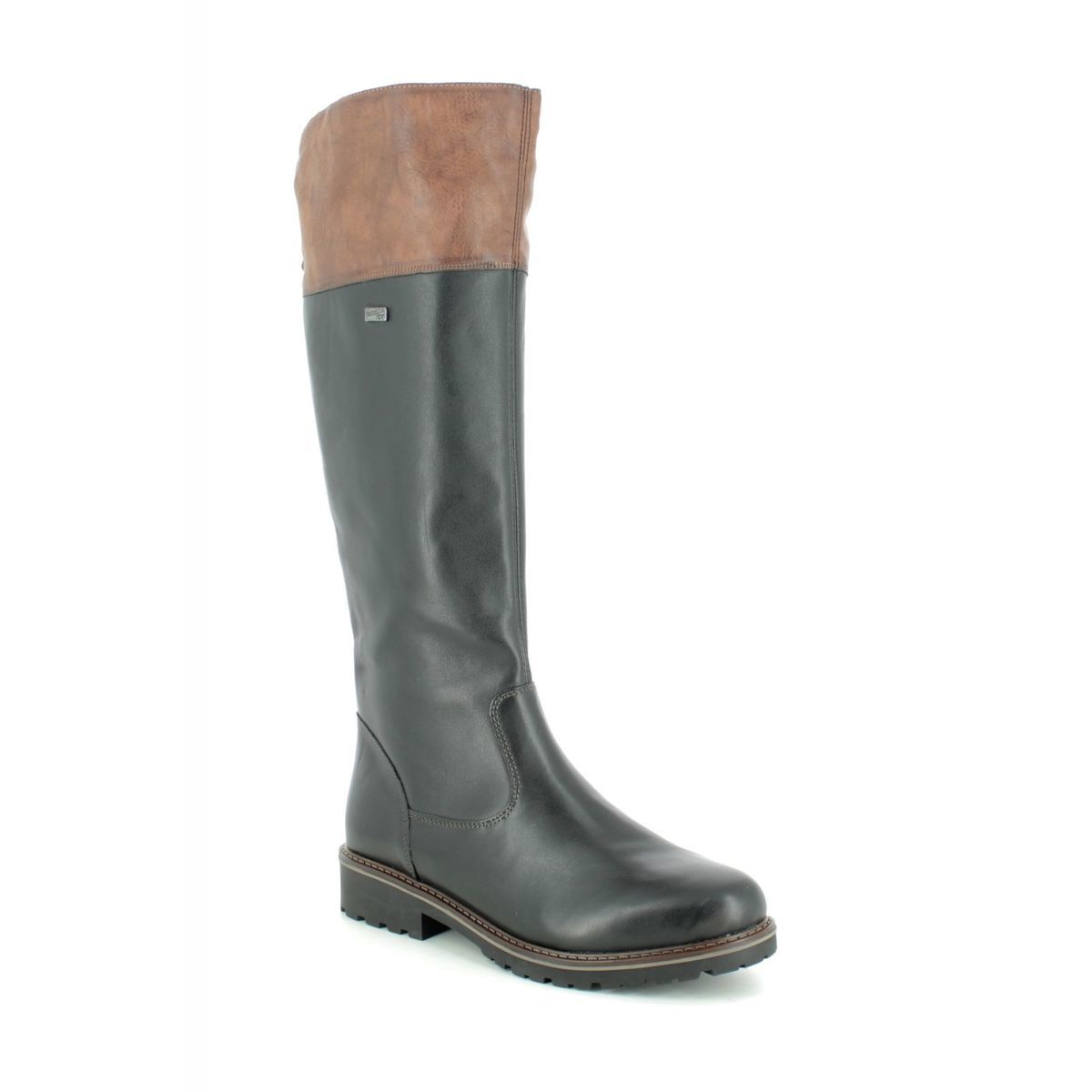 Remonte Indah Tex Black Leather Womens Knee-High Boots R6581-02 In Size 37 In Plain Black Leather
