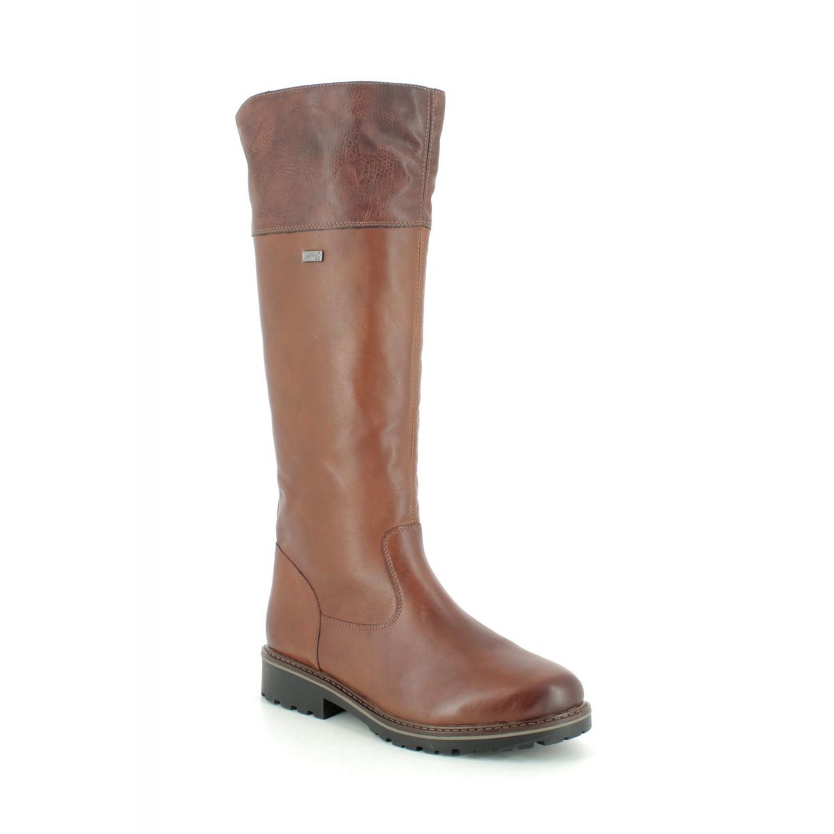 Remonte Indah Tex Tan Leather  Womens Knee-High Boots R6581-22 In Size 37 In Plain Tan Leather