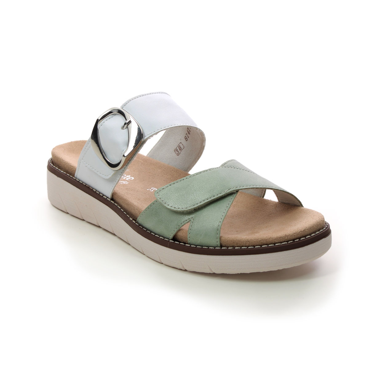 Remonte D2048-52 Marislide White Mint Womens Slide Sandals in a Plain Man-made in Size 38