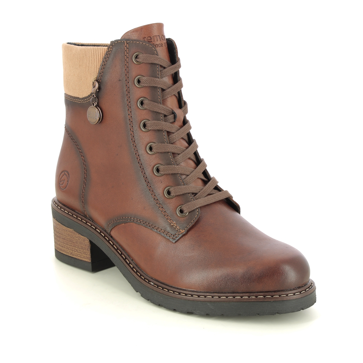 Remonte Menarem Elle Brown Leather Womens Lace Up Boots D1A70-22 In Size 37 In Plain Brown Leather