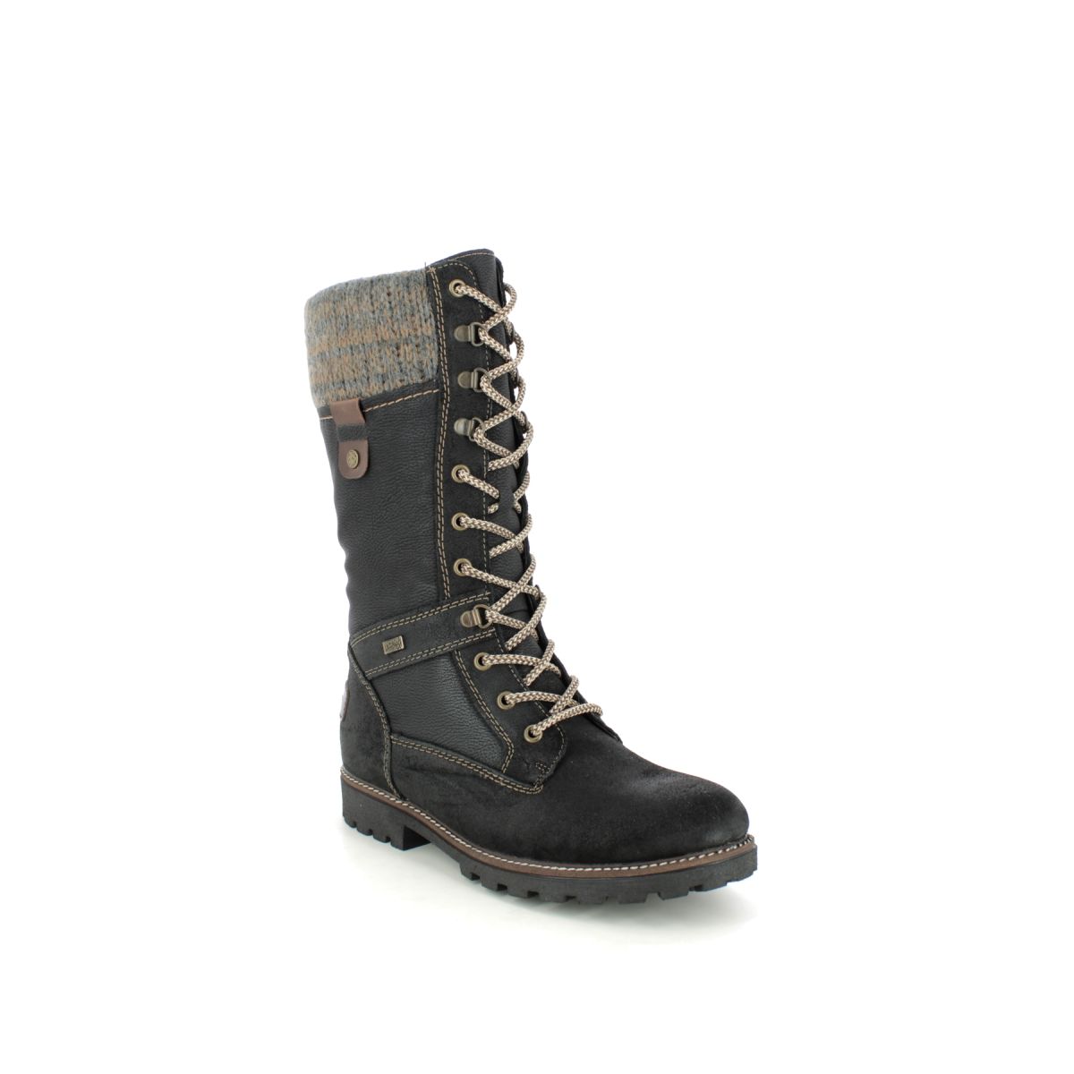 Remonte D7477-02 Nellie Lace Tex Black Womens Mid Calf Boots in a Plain Man-made in Size 40