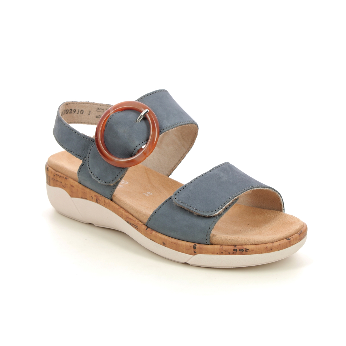 Remonte Paribuck Blue Leather Womens Comfortable Sandals R6853-14 In Size 37 In Plain Blue Leather