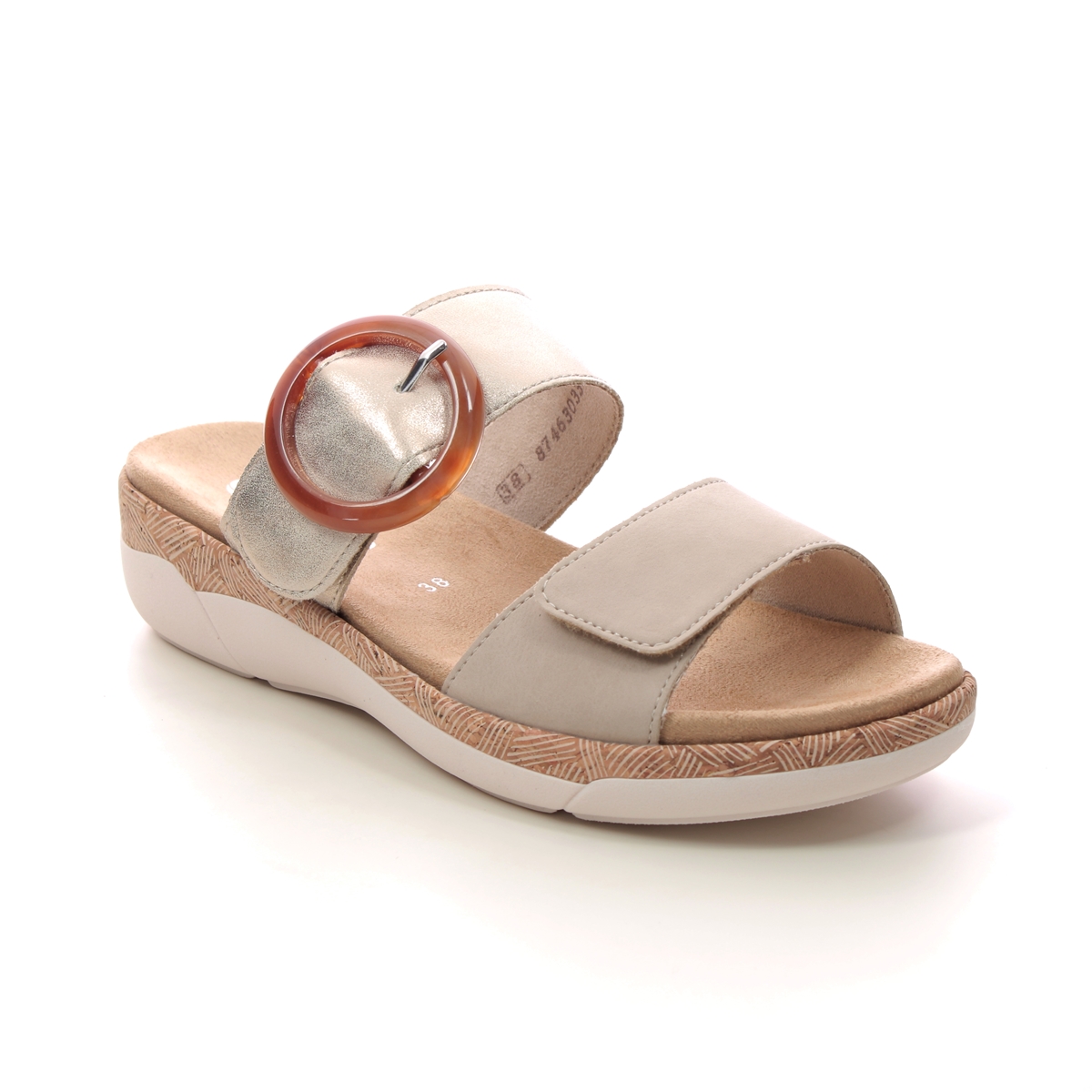Remonte Parislide Light Gold Womens Slide Sandals R6858-60 In Size 42 In Plain Light Gold