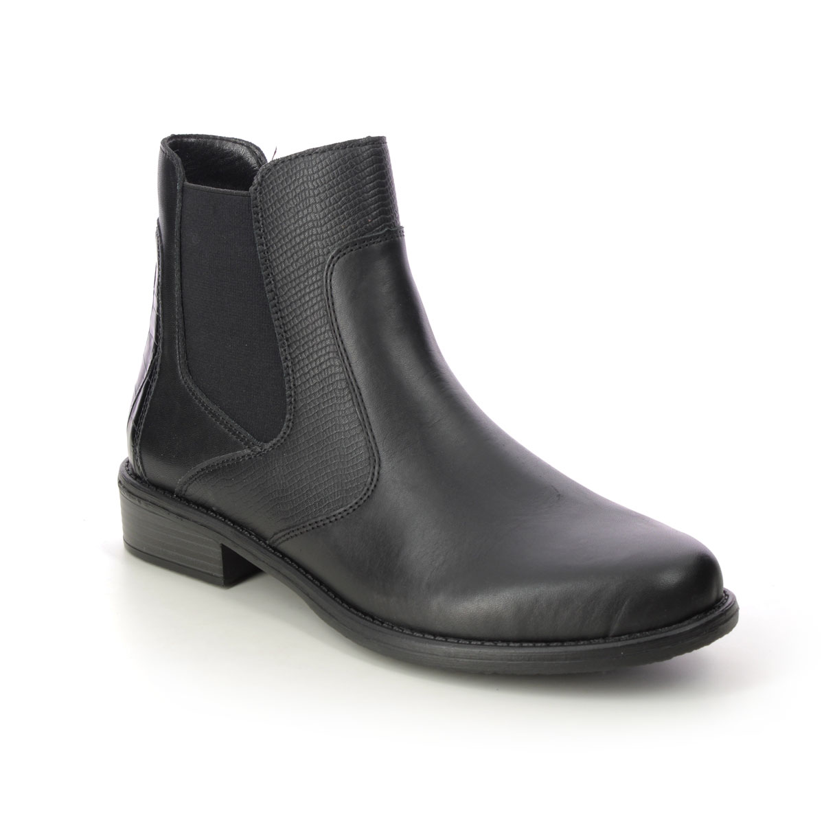 Remonte Peechlap Black Leather Womens Chelsea Boots D0F70-01 In Size 40 In Plain Black Leather