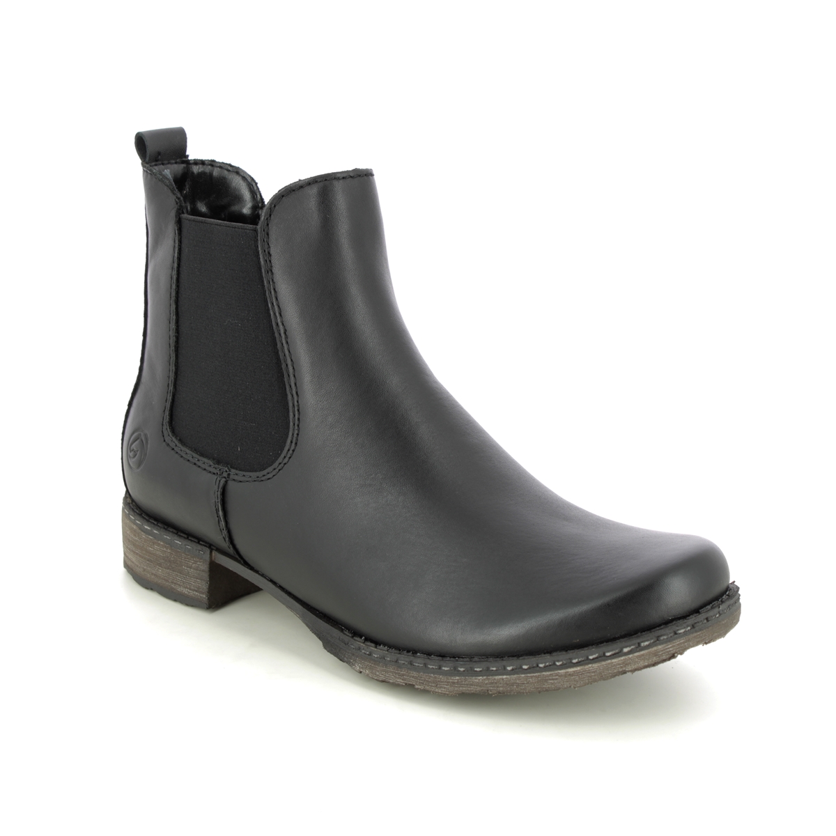 Remonte Peesicha Black Leather Womens Chelsea Boots D4375-00 In Size 38 In Plain Black Leather