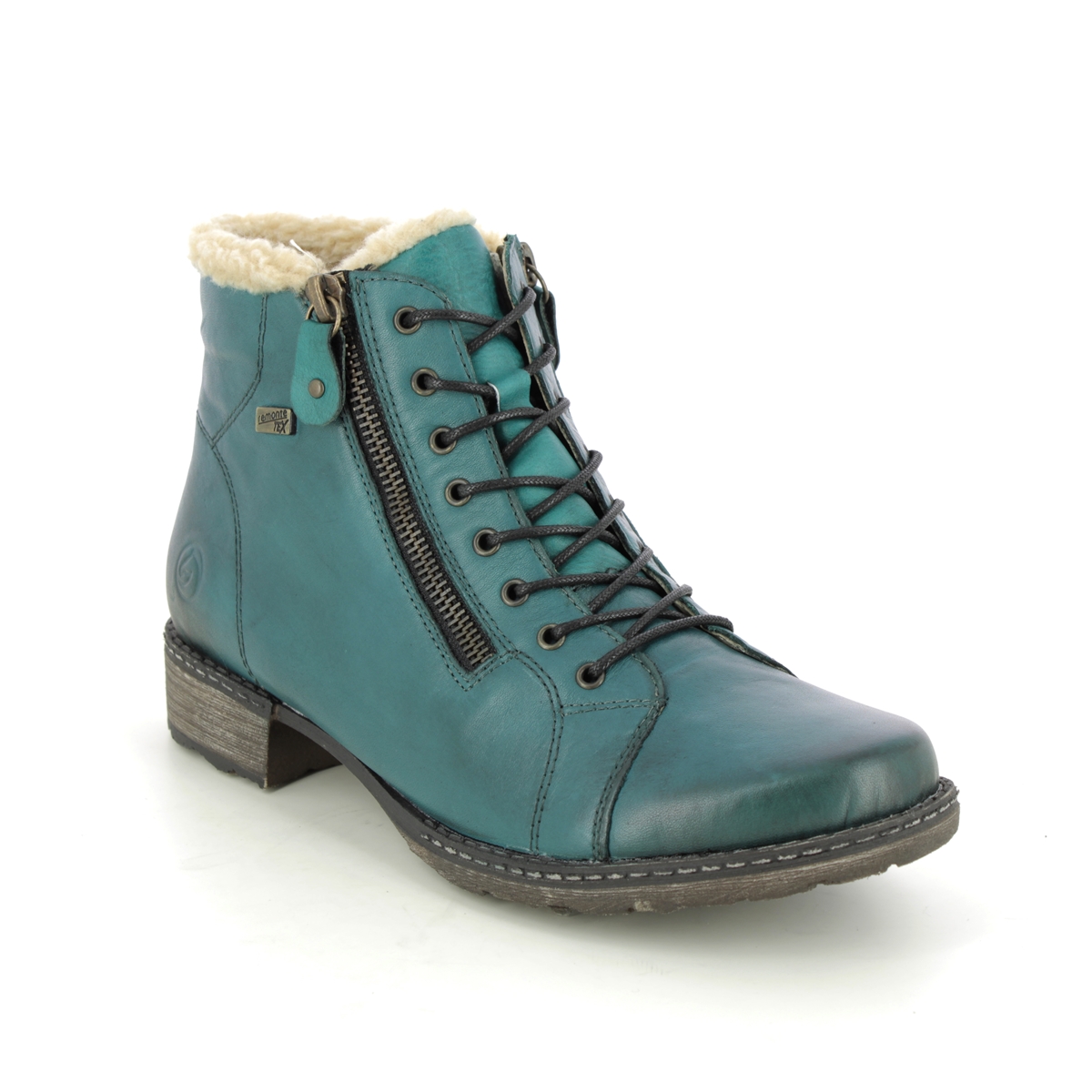 Remonte Peesienna Tex Turquoise Leather Womens Lace Up Boots D4372-12 In Size 38 In Plain Turquoise Leather