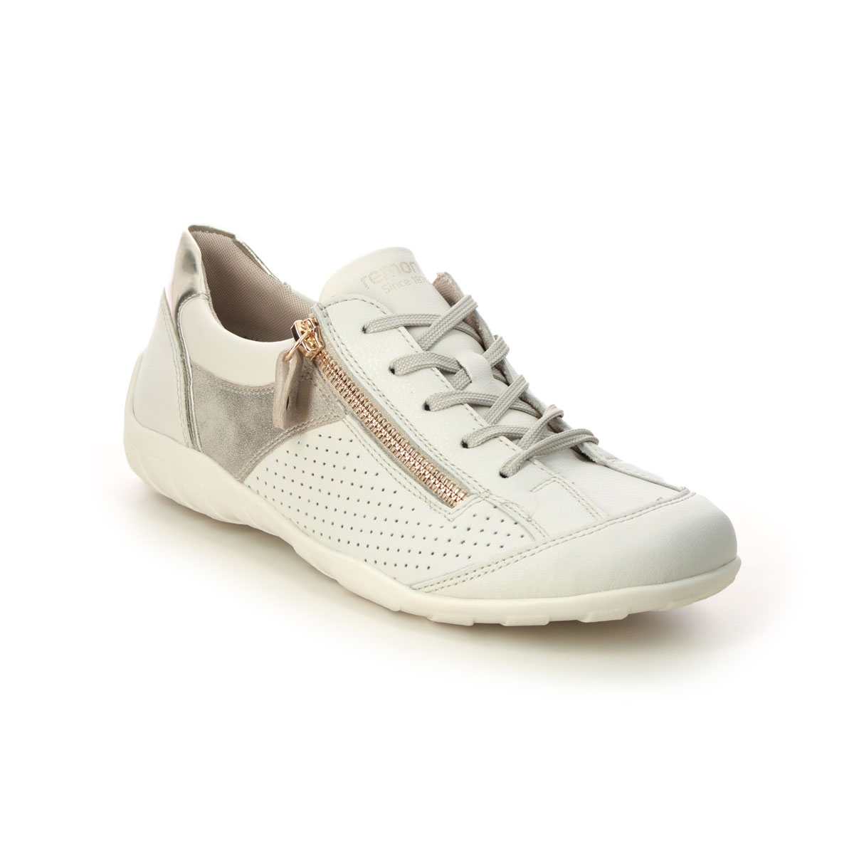 Remonte R3411-80 Livzipa Beige leather Womens lacing shoes in a Plain Leather in Size 39