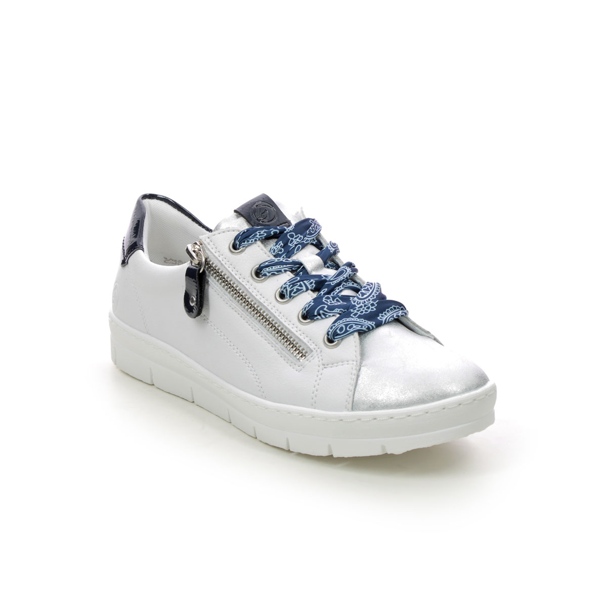 Remonte Ravenna 11 White Navy  Womens Trainers D5825-80 In Size 38 In Plain White Navy