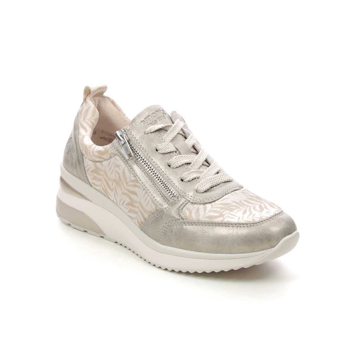 Remonte Rea Zip Wedge Light Gold Womens Trainers D2401-60 In Size 40 In Plain Light Gold