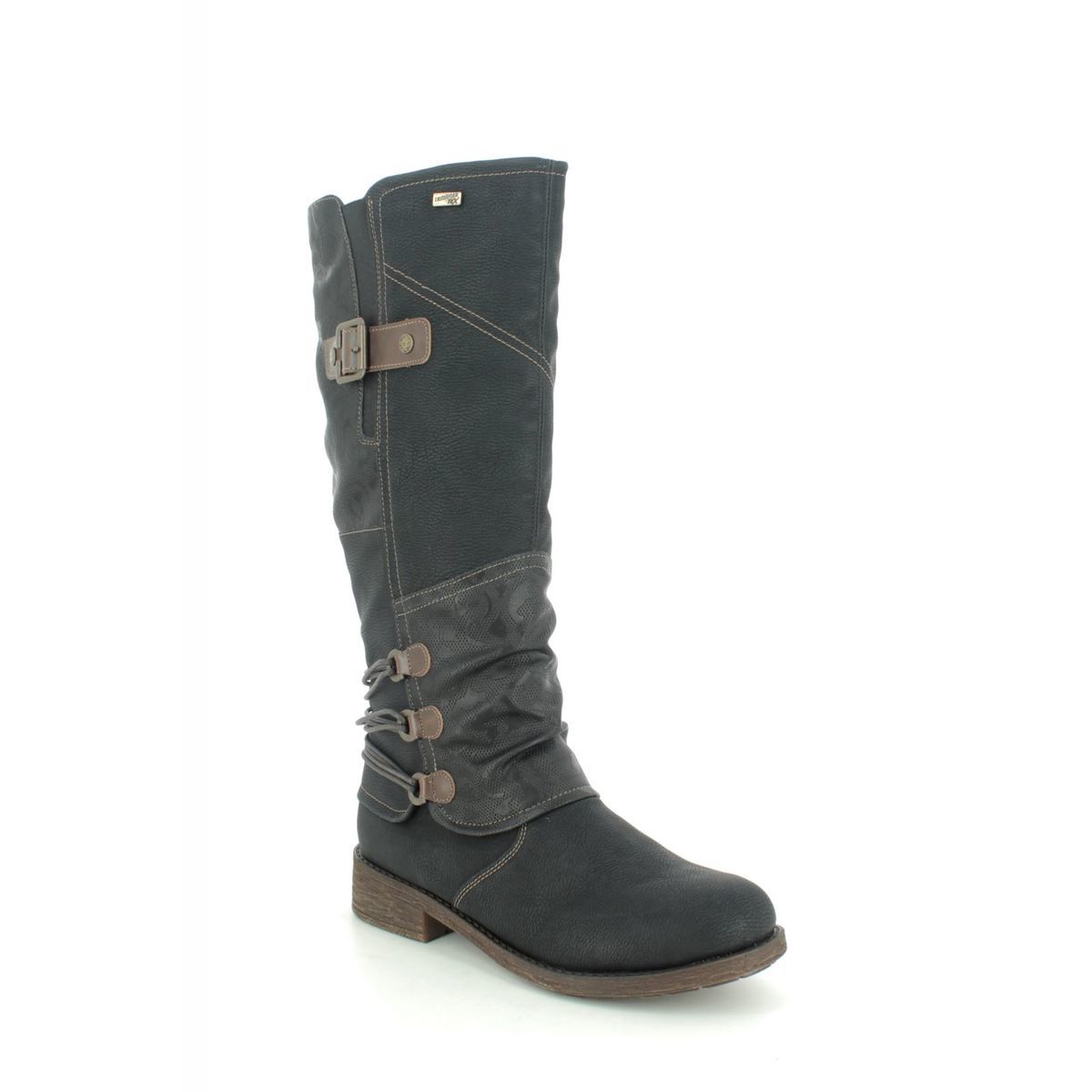 Remonte Sandros Tex Black Womens Knee-High Boots D8078-01 In Size 39 In Plain Black