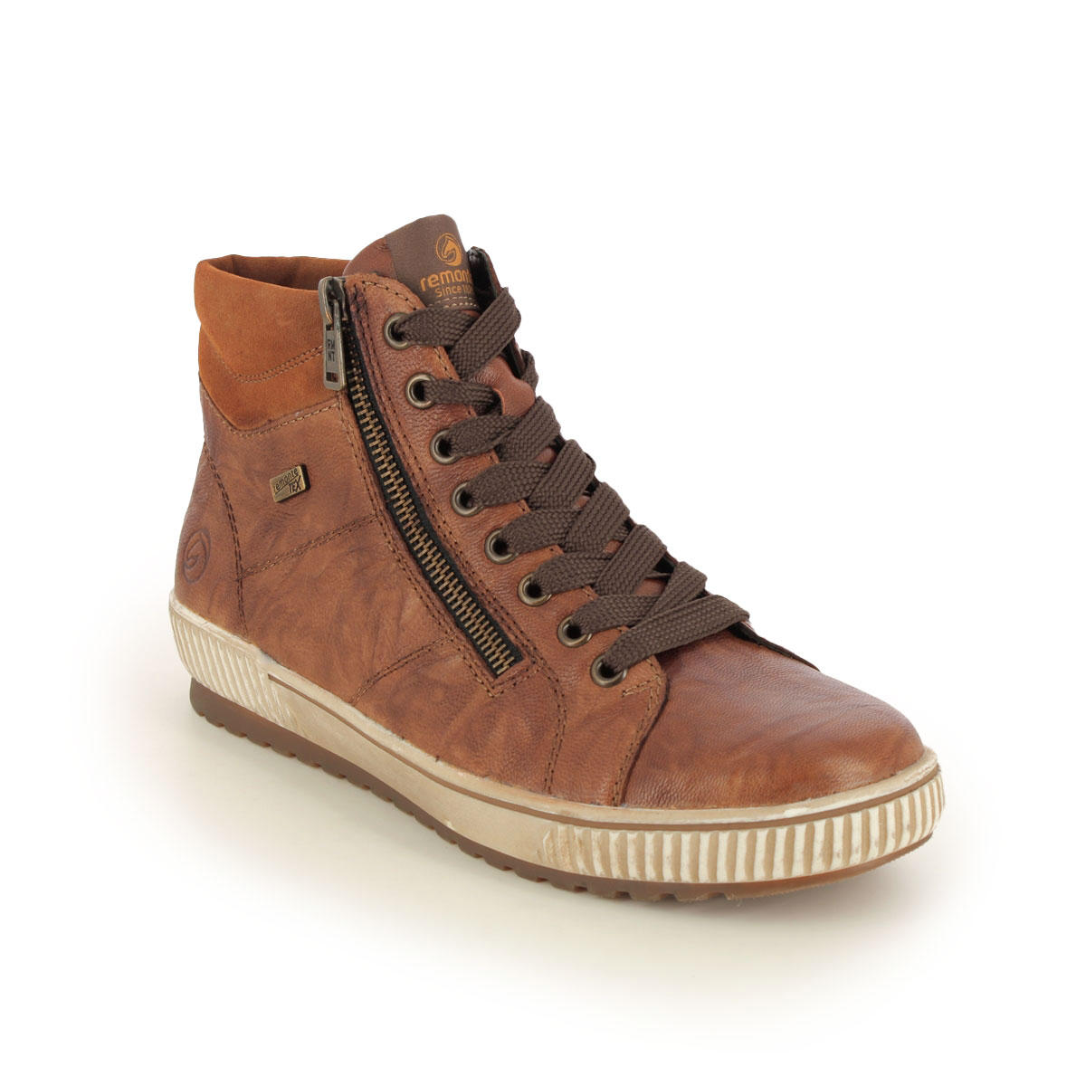 Remonte Tanaloto Tex Tan Leather  Womens Hi Tops D0772-22 In Size 42 In Plain Tan Leather