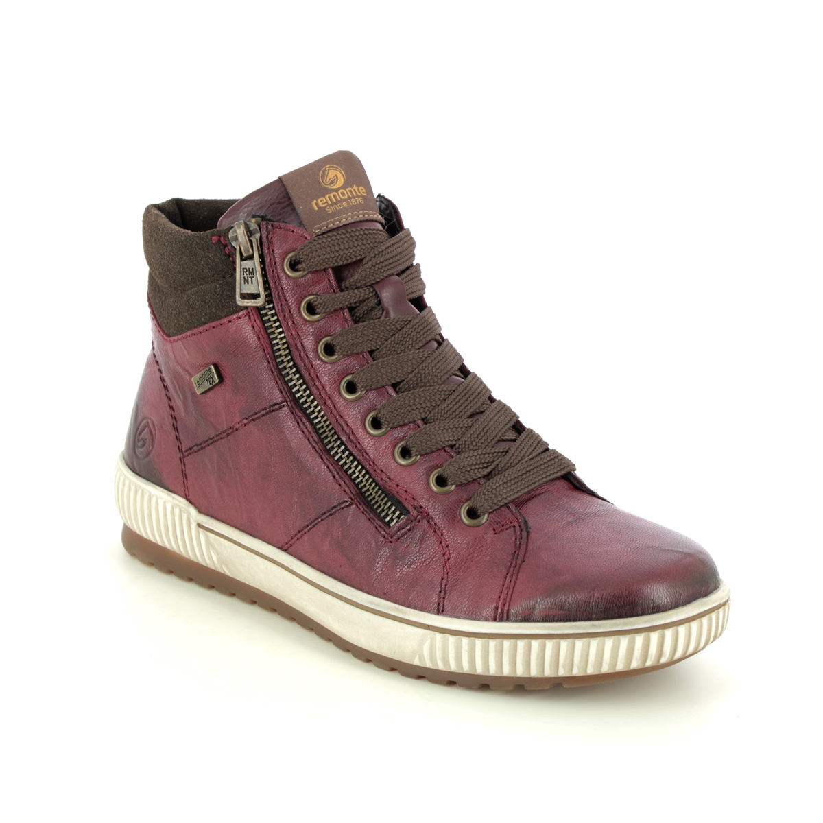 Remonte Tanaloto Tex Wine Leather Womens Hi Tops D0772-35 In Size 42 In Plain Wine Leather