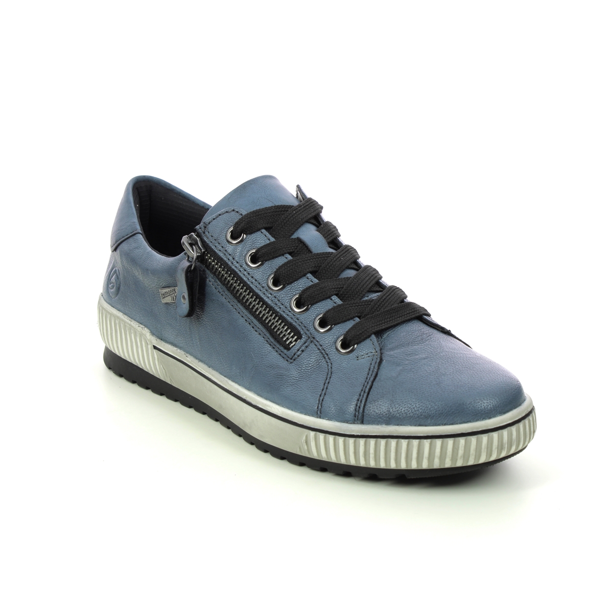 Remonte Tanash Tex Blue Leather Womens Lacing Shoes D0700-14 In Size 42 In Plain Blue Leather