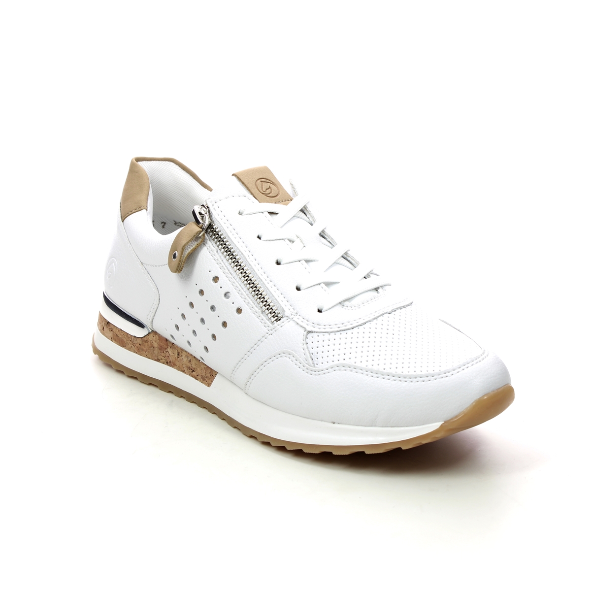Remonte Vapocork White Leather Womens Trainers R2536-80 In Size 39 In Plain White Leather