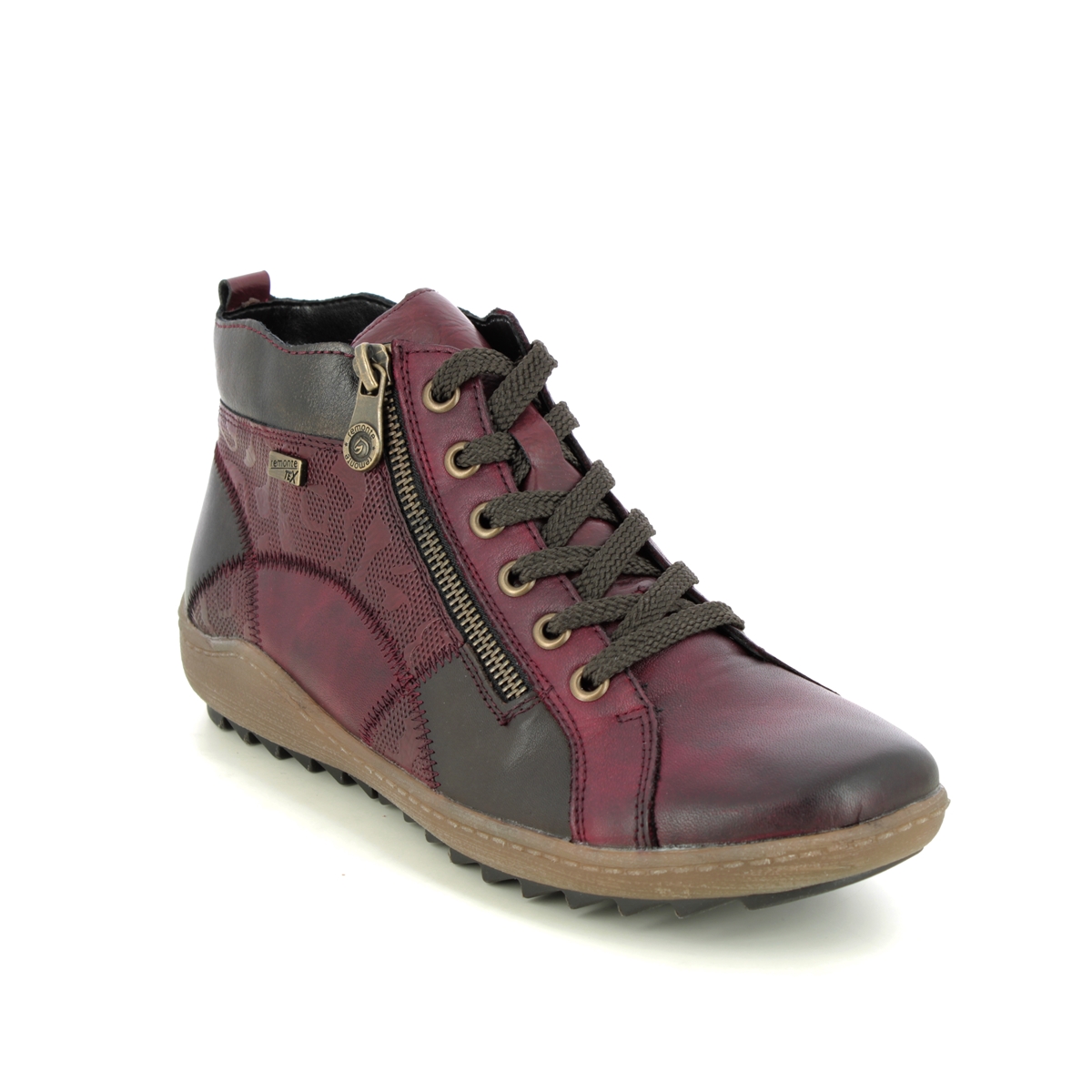 Remonte Zigseipatch Tex Wine Womens Hi Tops R1467-35 In Size 39 In Plain Wine