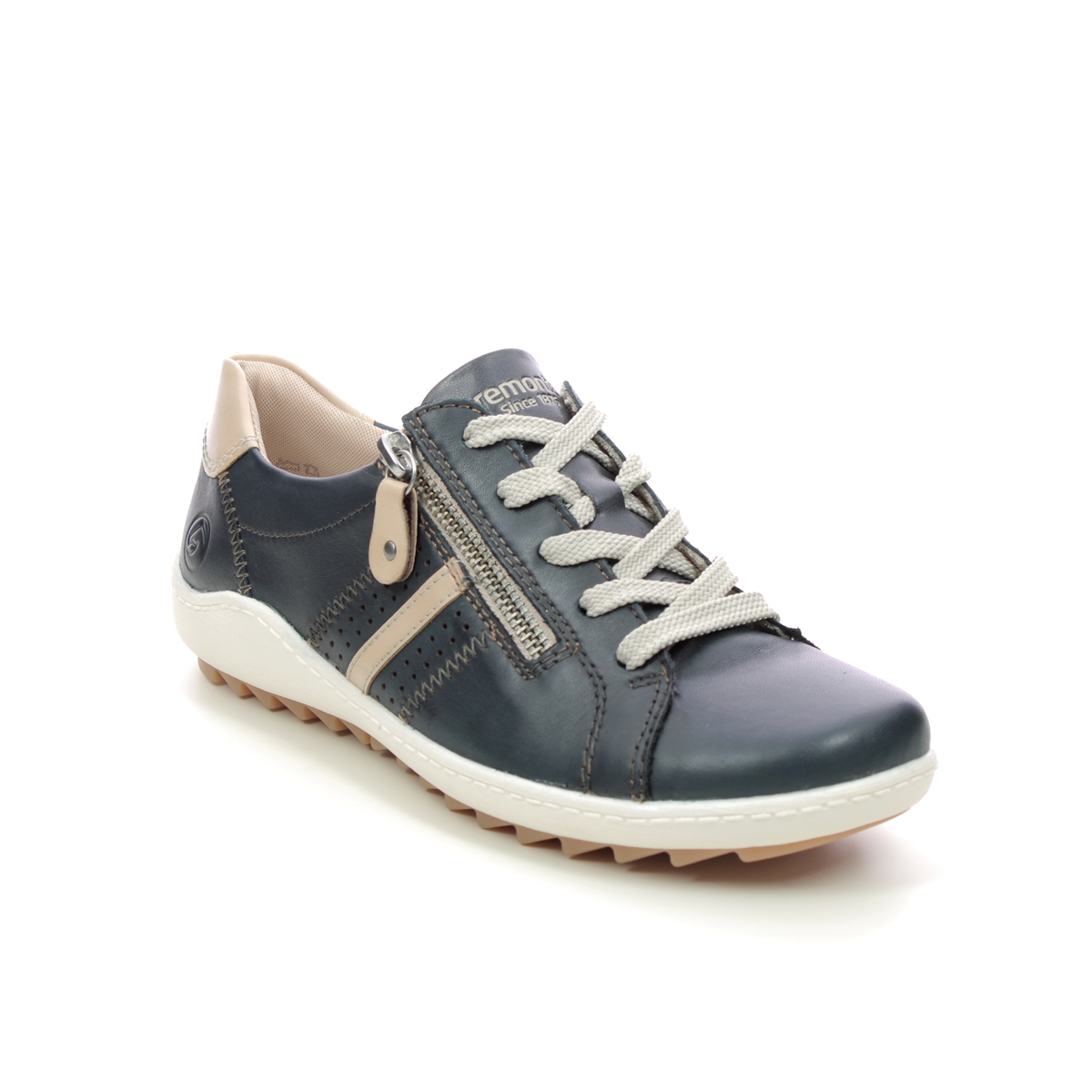 Remonte Zigzip 1 Navy Leather Womens Lacing Shoes R1432-14 In Size 37 In Plain Navy Leather