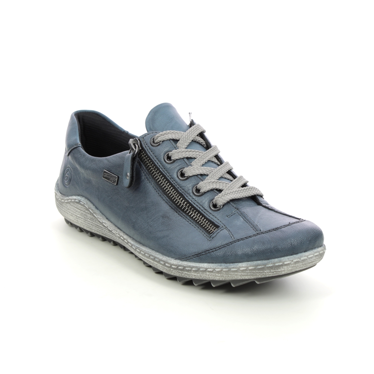 Remonte Zigzip 85 Tex Denim Leather Womens Lacing Shoes R1402-15 In Size 38 In Plain Denim Leather