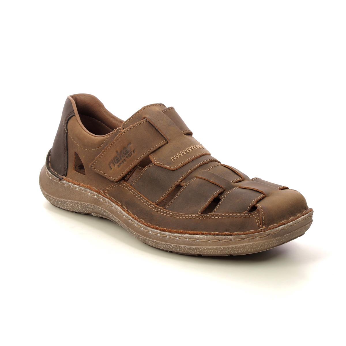 Rieker 03078-25 Brown leather Mens sandals in a Plain Leather in Size 44