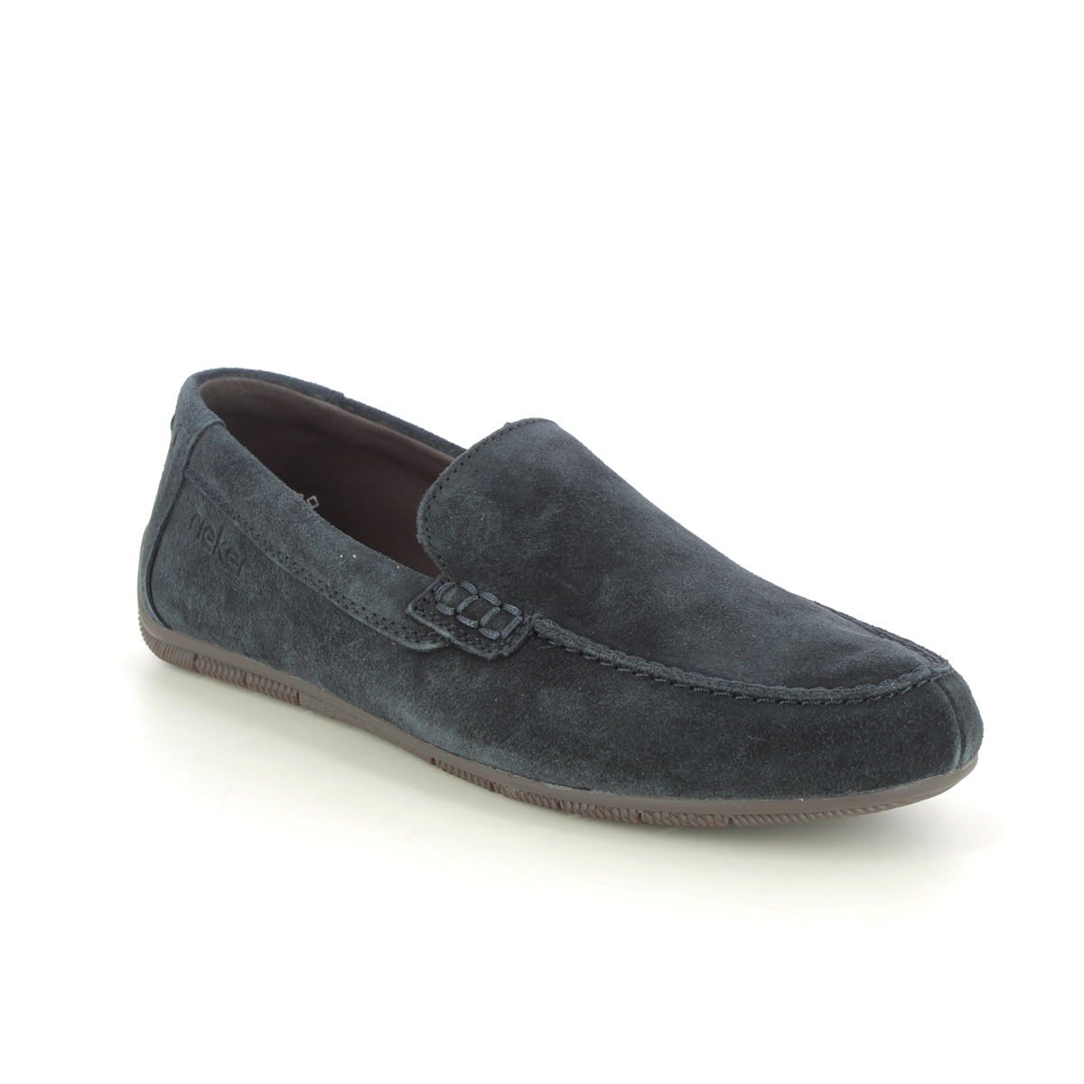 Rieker 09557-14 Navy Suede Mens Loafers in a Plain Leather in Size 45