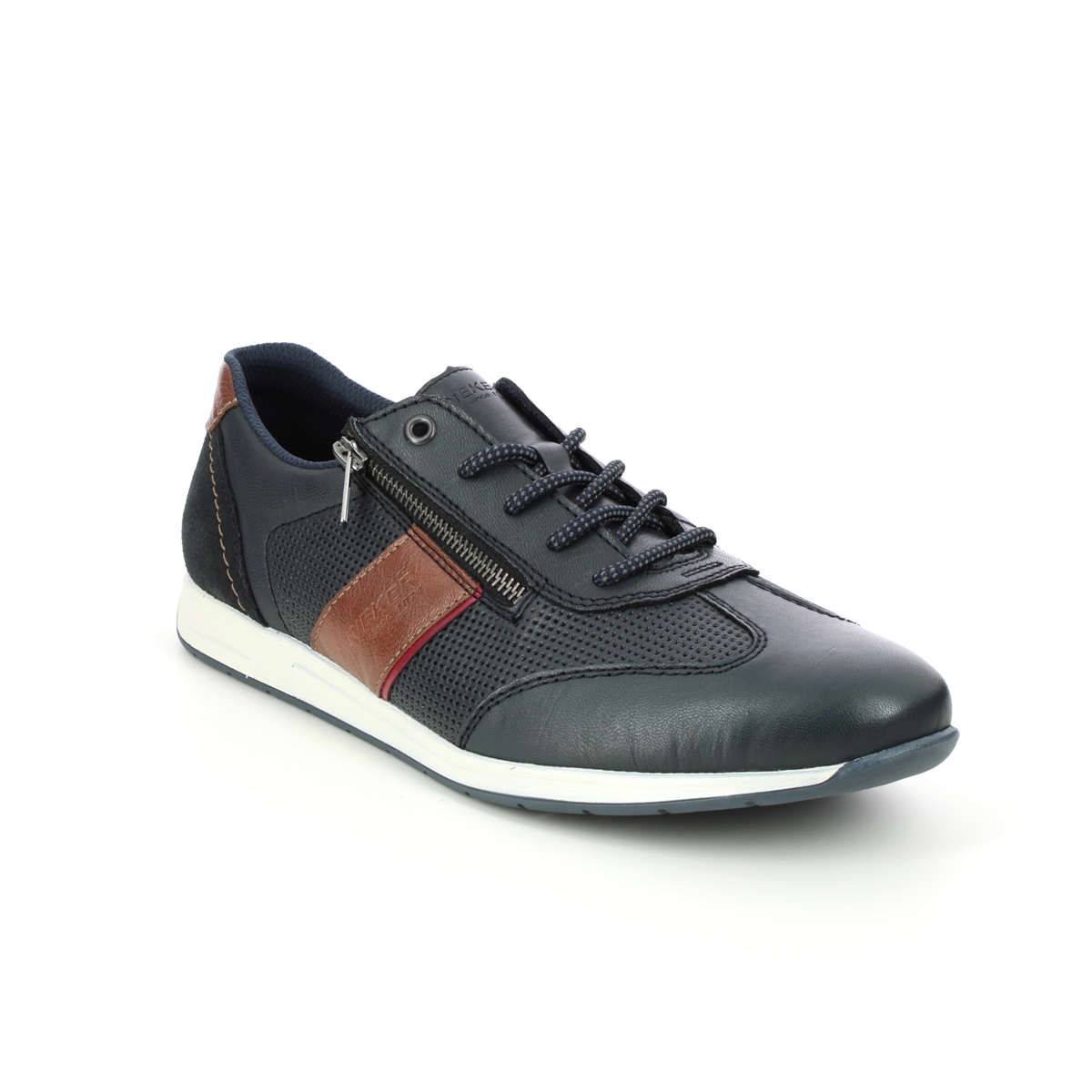 Rieker Slow Navy Tan Mens Comfort Shoes 11927-14 In Size 43 In Plain Navy Tan