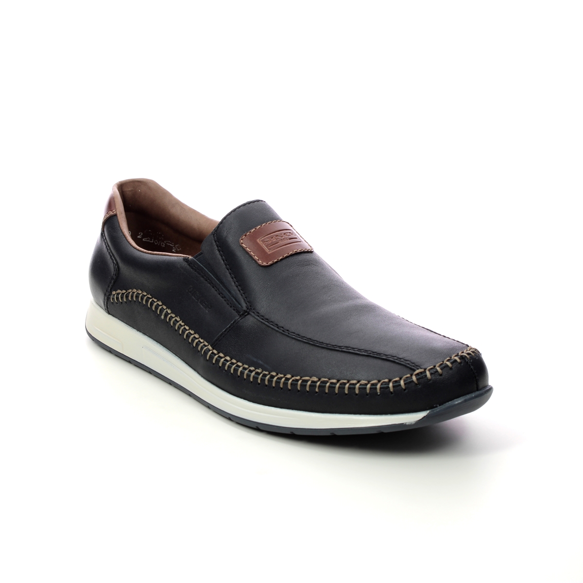 Rieker Navy Leather Slip-on Shoes