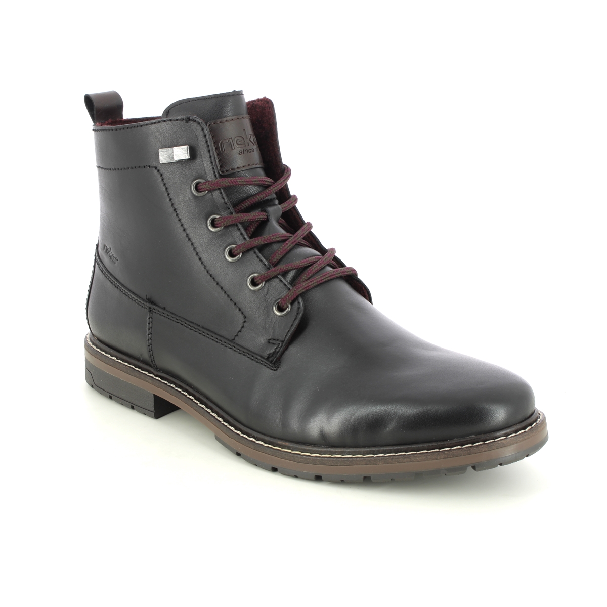 Rieker 13730-00 Black leather Mens boots in a Plain Leather in Size 46