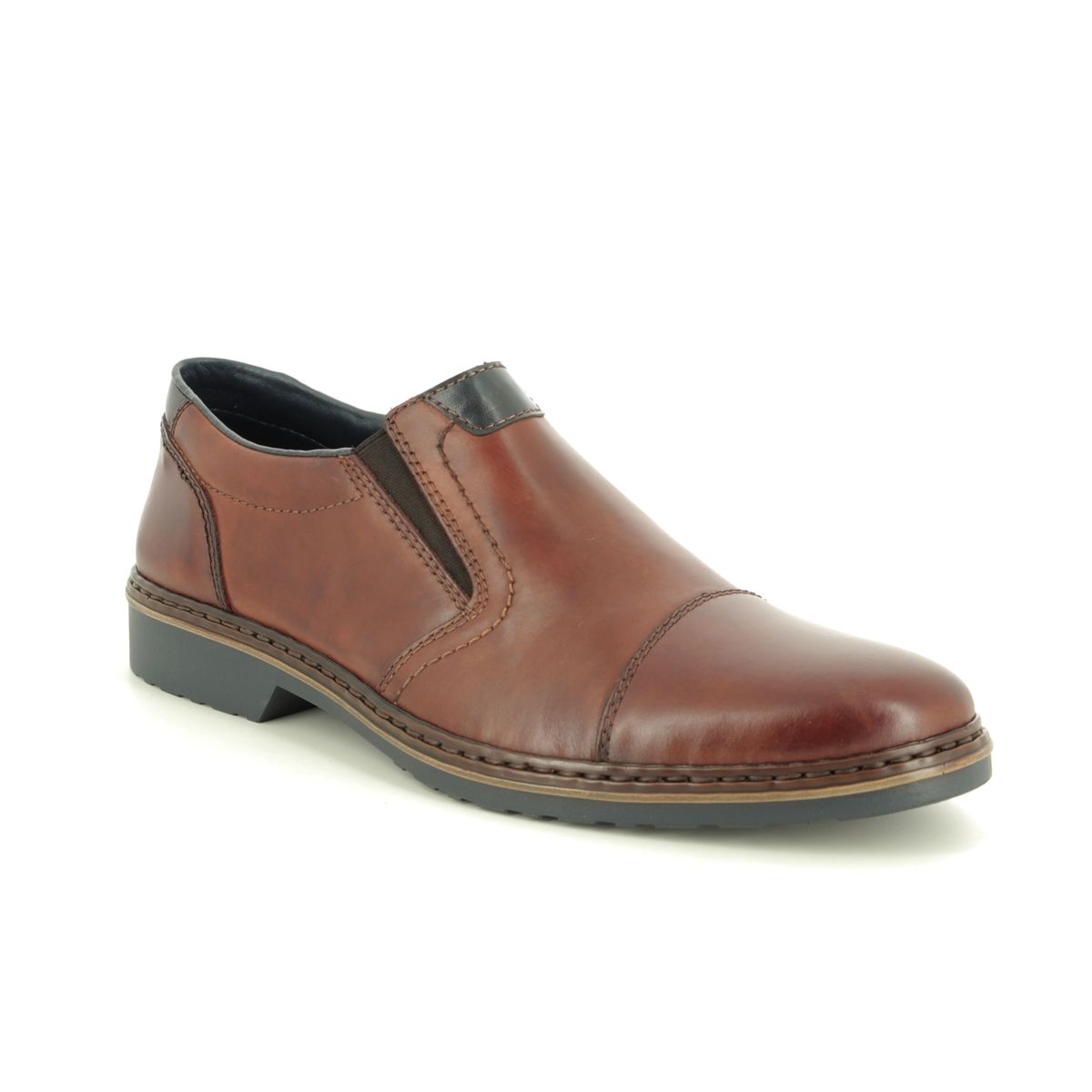 Rieker Dextroli Tan Leather Mens Slip-On Shoes 16559-25 In Size 44 In Plain Tan Leather