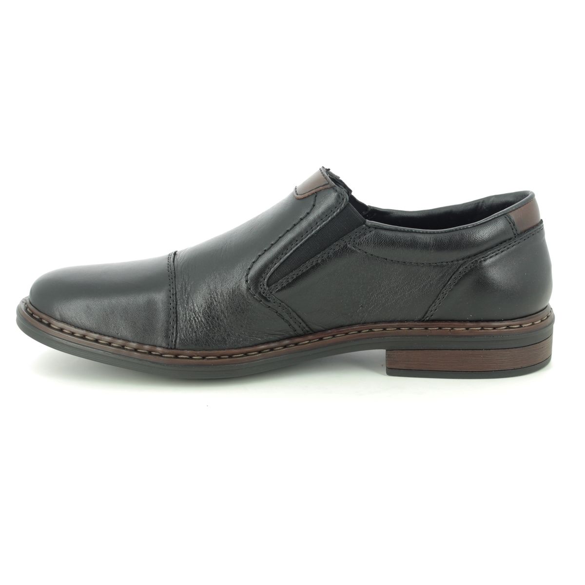 Rieker 17659-00 Black leather Mens Slip-on Shoes