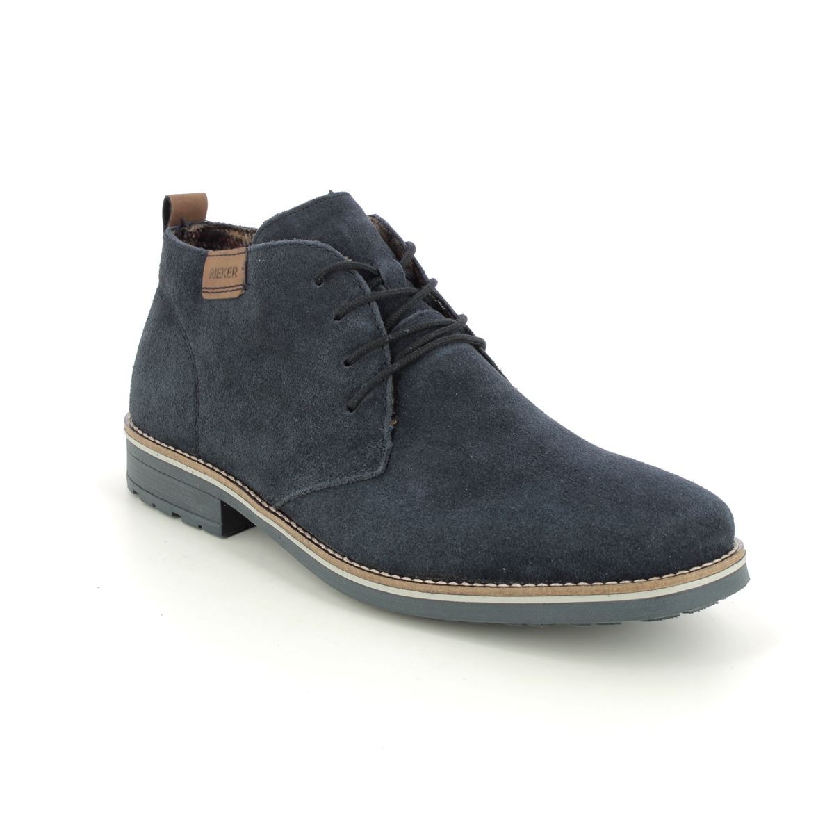 Rieker 33206-14 Navy Suede Mens Chukka Boots in a Plain Leather in Size 46