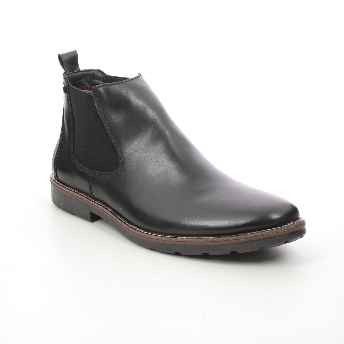 Rieker Randon Tex Black Leather Mens Chelsea Boots 35382-00 In Size 44 In Plain Black Leather
