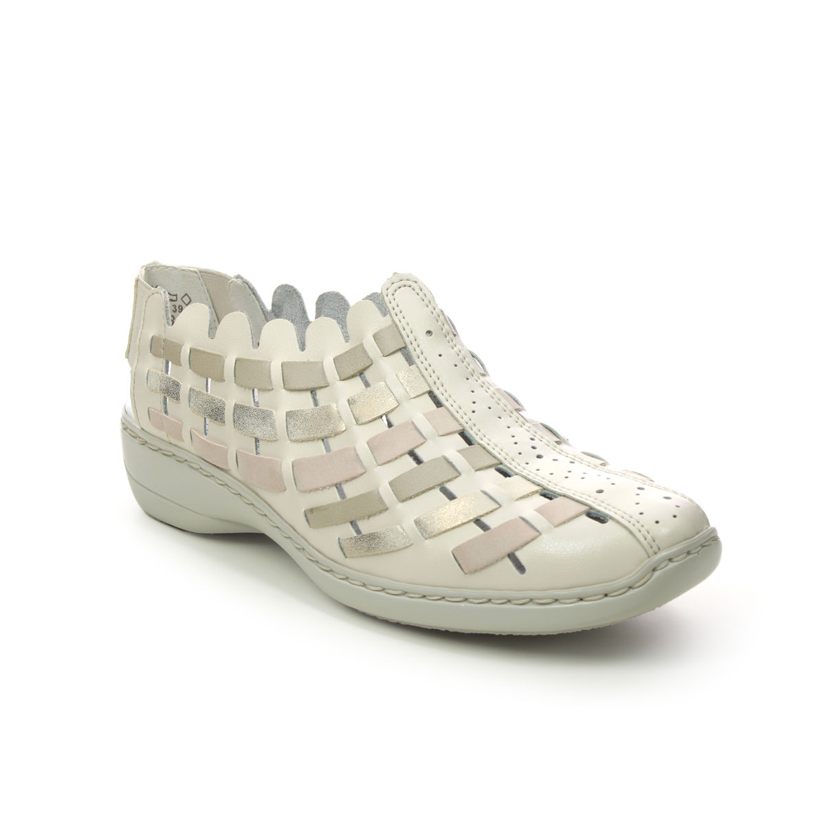 Rieker Dorsina Beige Gold Womens Closed Toe Sandals 413V8-60 In Size 38 In Plain Beige Gold