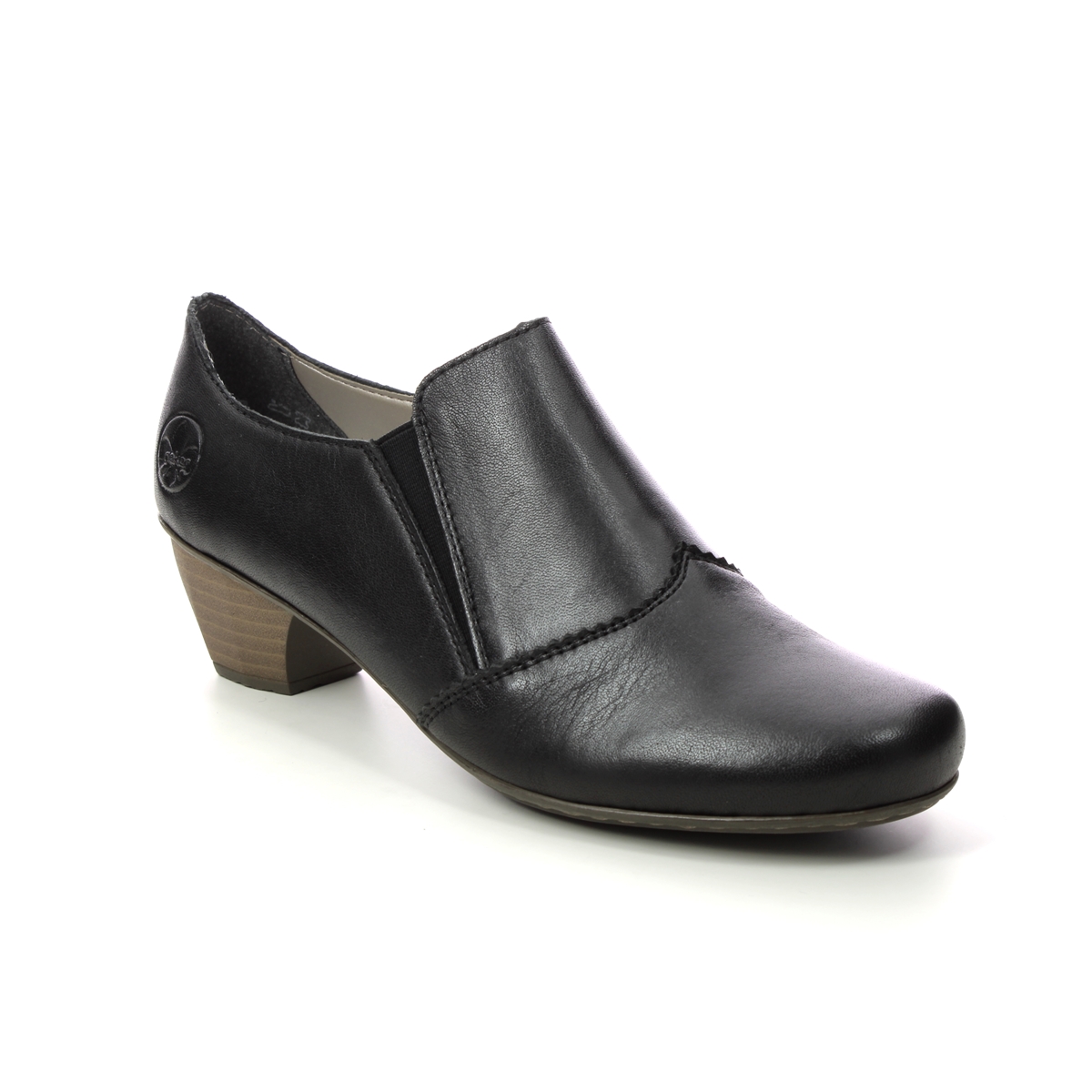 Rieker Sarmidi Black Leather Womens Shoe-Boots 41751-01 In Size 41 In Plain Black Leather