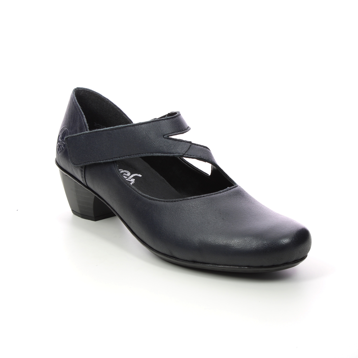 Rieker Sarmill Navy Leather Womens Mary Jane Shoes 41793-14 In Size 40 In Plain Navy Leather