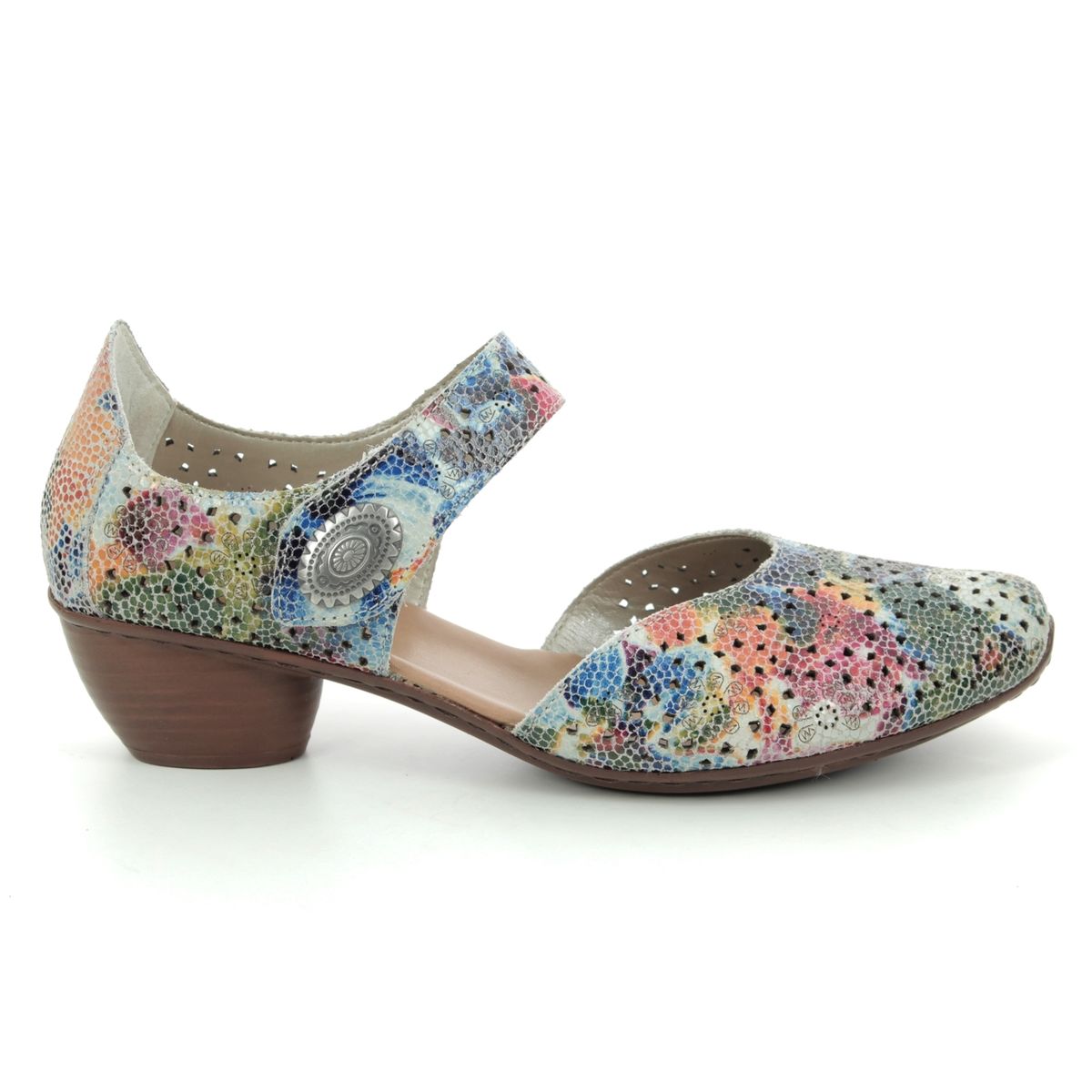 Rieker 43711-90 Blue-Floral Comfort Slip On Shoes