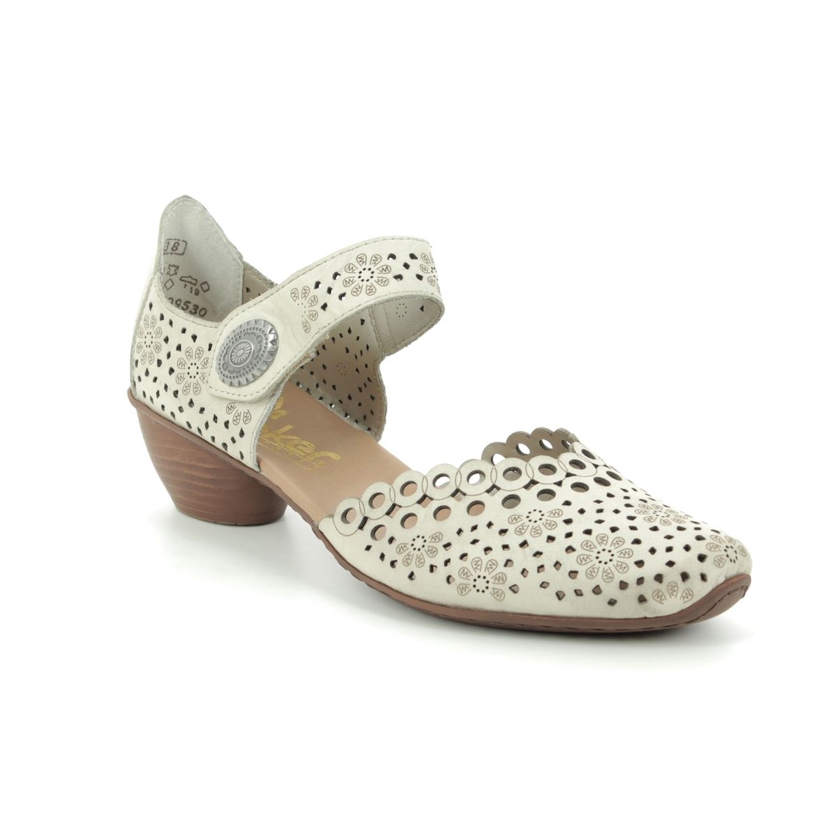 Rieker 43753-60 Beige leather Womens Comfort Slip On Shoes