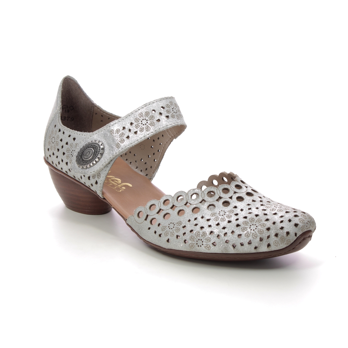 Rieker Mircircle Silver Womens Comfort Slip On Shoes 43753-90 In Size 40 In Plain Silver