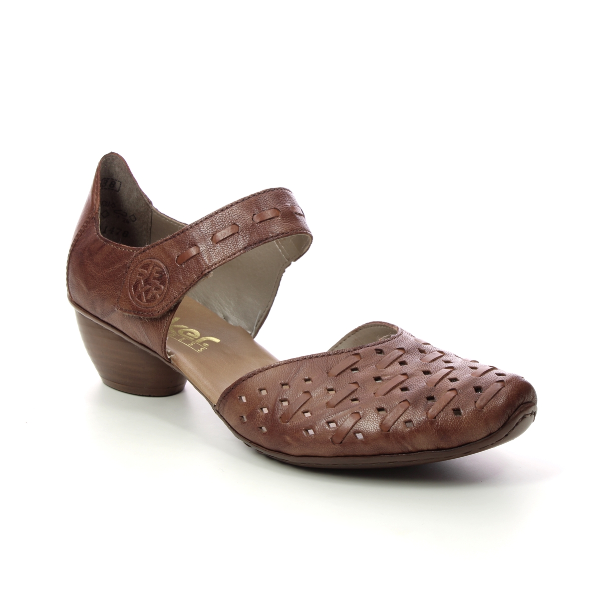 Rieker 43770-22 Tan Leather Womens Comfort Slip On Shoes in a Plain Leather in Size 40