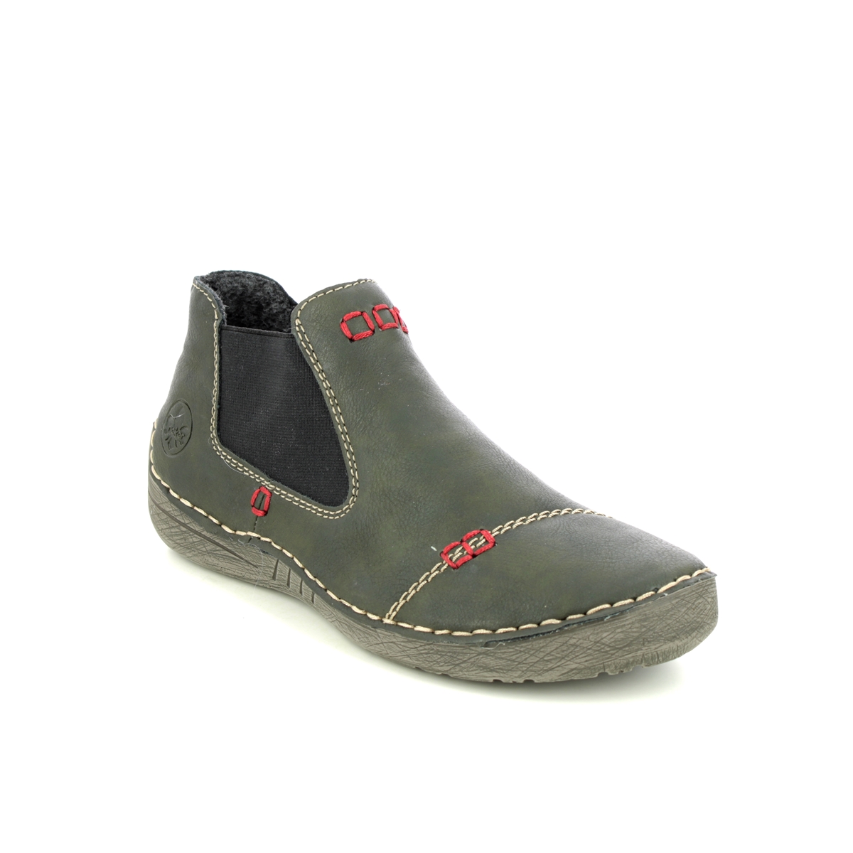 Rieker 52590-54 Green Womens Chelsea Boots in a Plain Man-made in Size 39