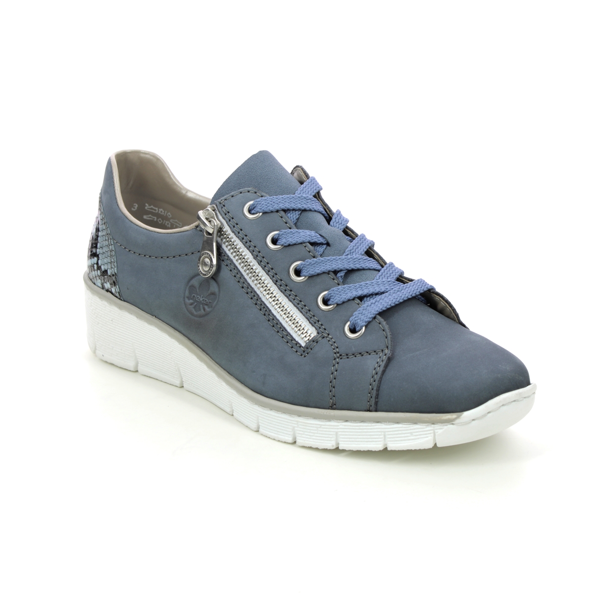 Rieker 53702-15 Denim leather Womens lacing shoes in a Plain Leather in Size 37