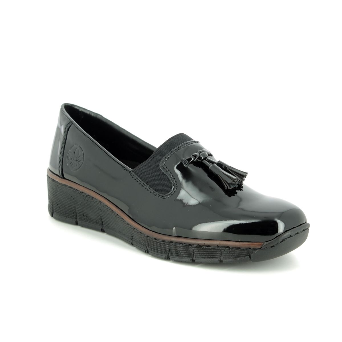 Rieker Boccilack Black Patent Womens Comfort Slip On Shoes 53751-00 In Size 36 In Plain Black Patent