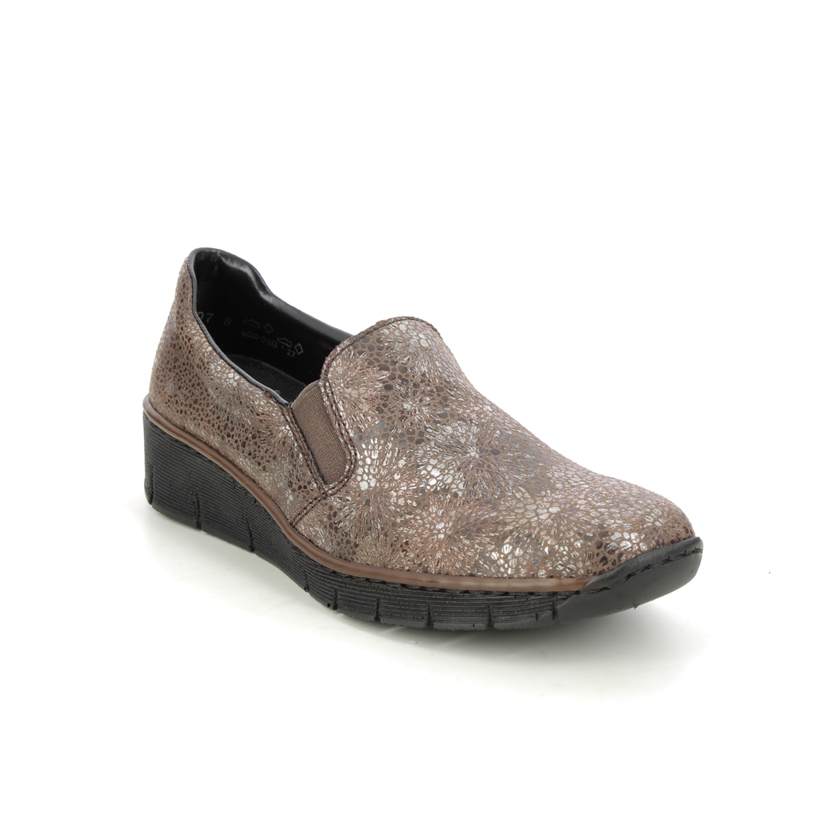Rieker Bocciago Dark Taupe Womens Comfort Slip On Shoes 53766-24 In Size 37 In Plain Dark Taupe