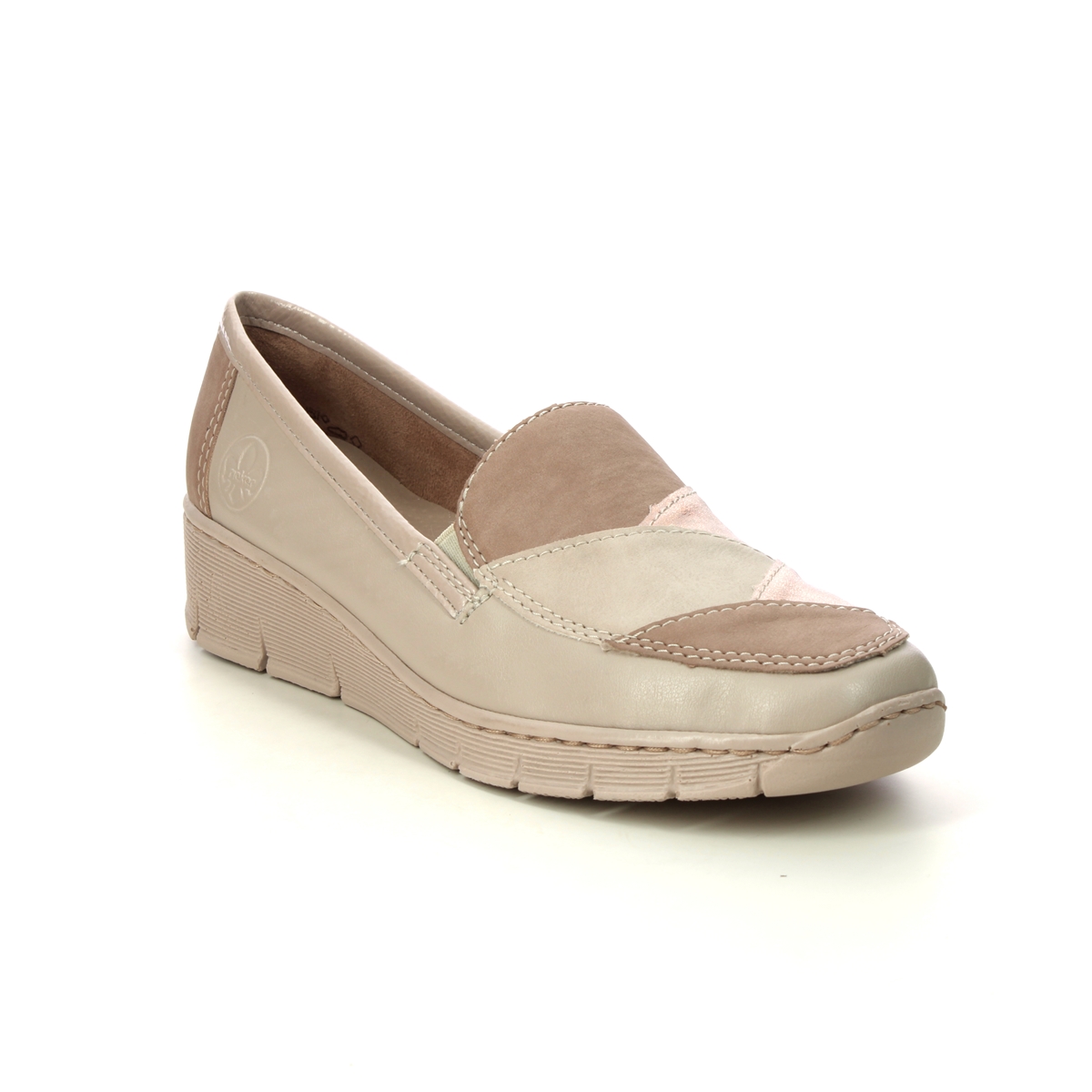 Rieker 53785-60 Beige Gold Womens Comfort Slip On Shoes in a Plain Man-made in Size 40