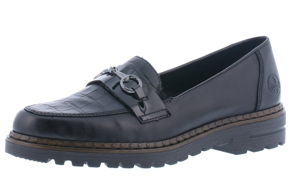 Rieker 54862-01 Black leather loafers