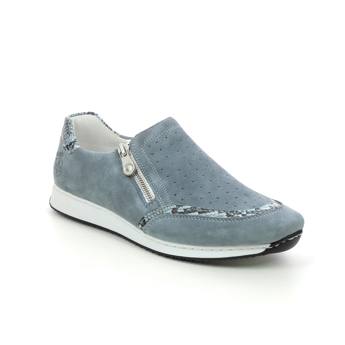 afsnit kantsten stakåndet Rieker 56075-10 Denim blue Comfort Slip On Shoes