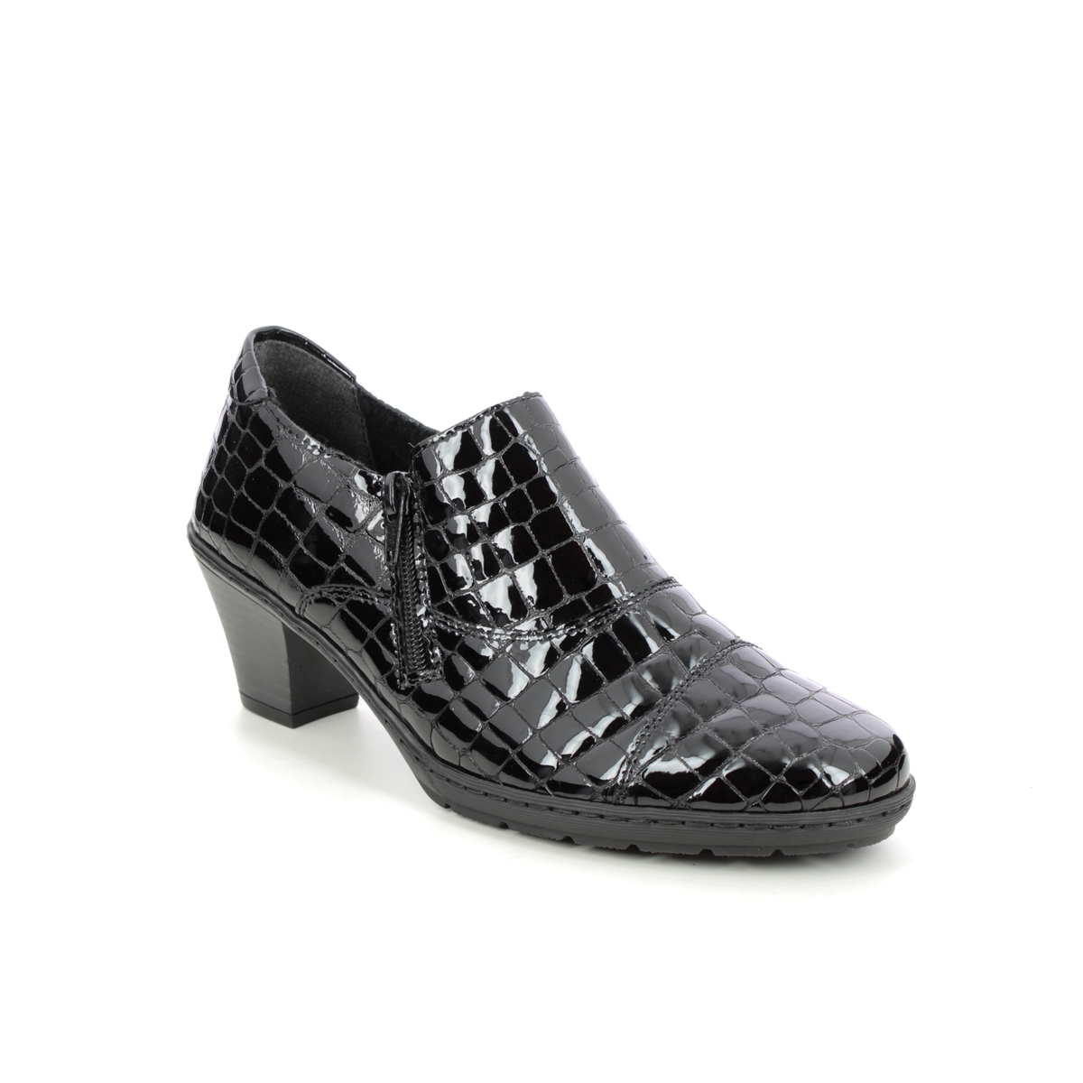 Rieker 57173-03 Black croc Womens shoe-boots in a Plain Leather in Size 41