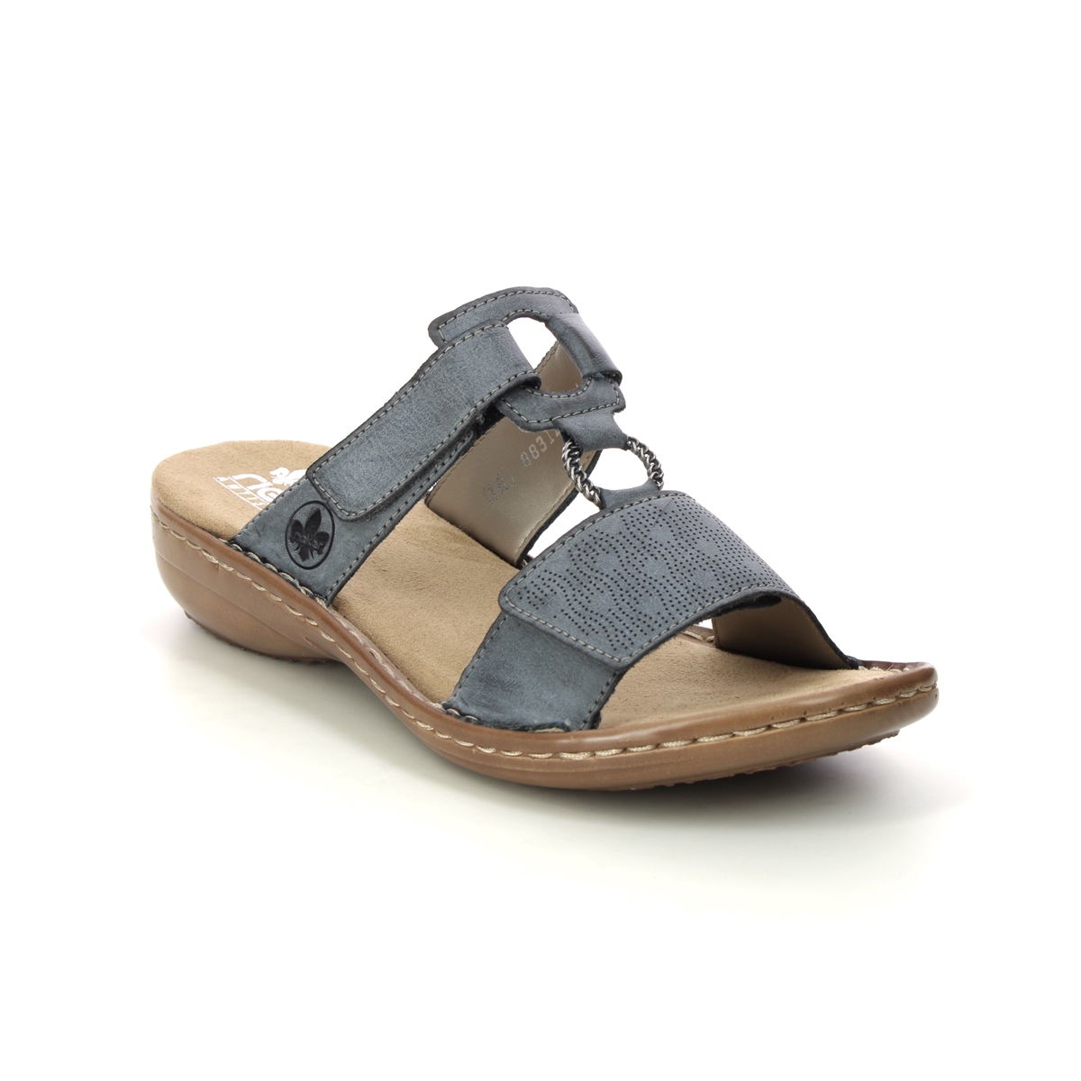 Rieker 60885-12 Denim blue Womens Slide Sandals in a Plain Man-made in Size 36