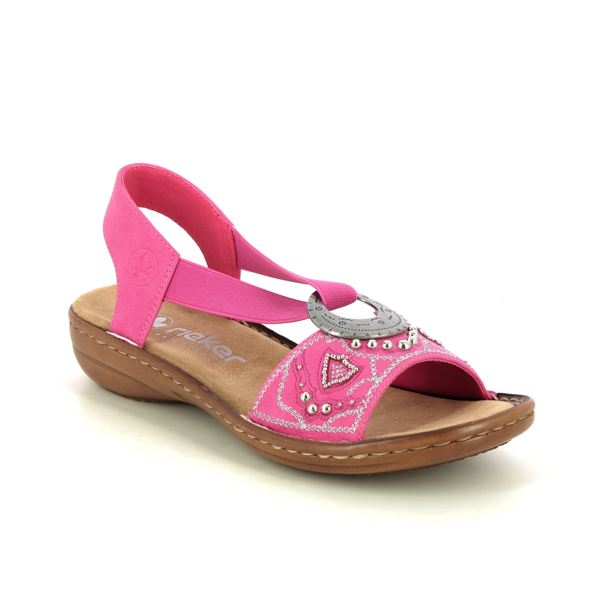 Rieker 608B9-31 Fuchsia Womens Comfortable Sandals in a Plain Man-made in Size 41