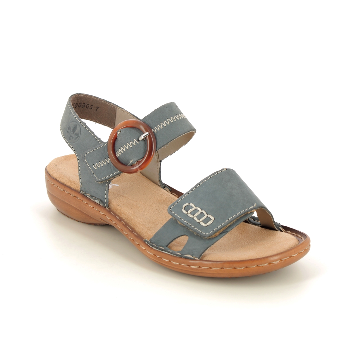 Rieker Regidollar Blue Womens Comfortable Sandals 608Z3-14 In Size 37 In Plain Blue